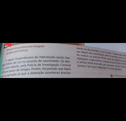 MINISTÉRIO DA EDUCAÇÃO DIZ QUE O POLÉMICO LIVRO COM TEXTO SOBRE AZAGAIA NÃO ESTÁ EM USO