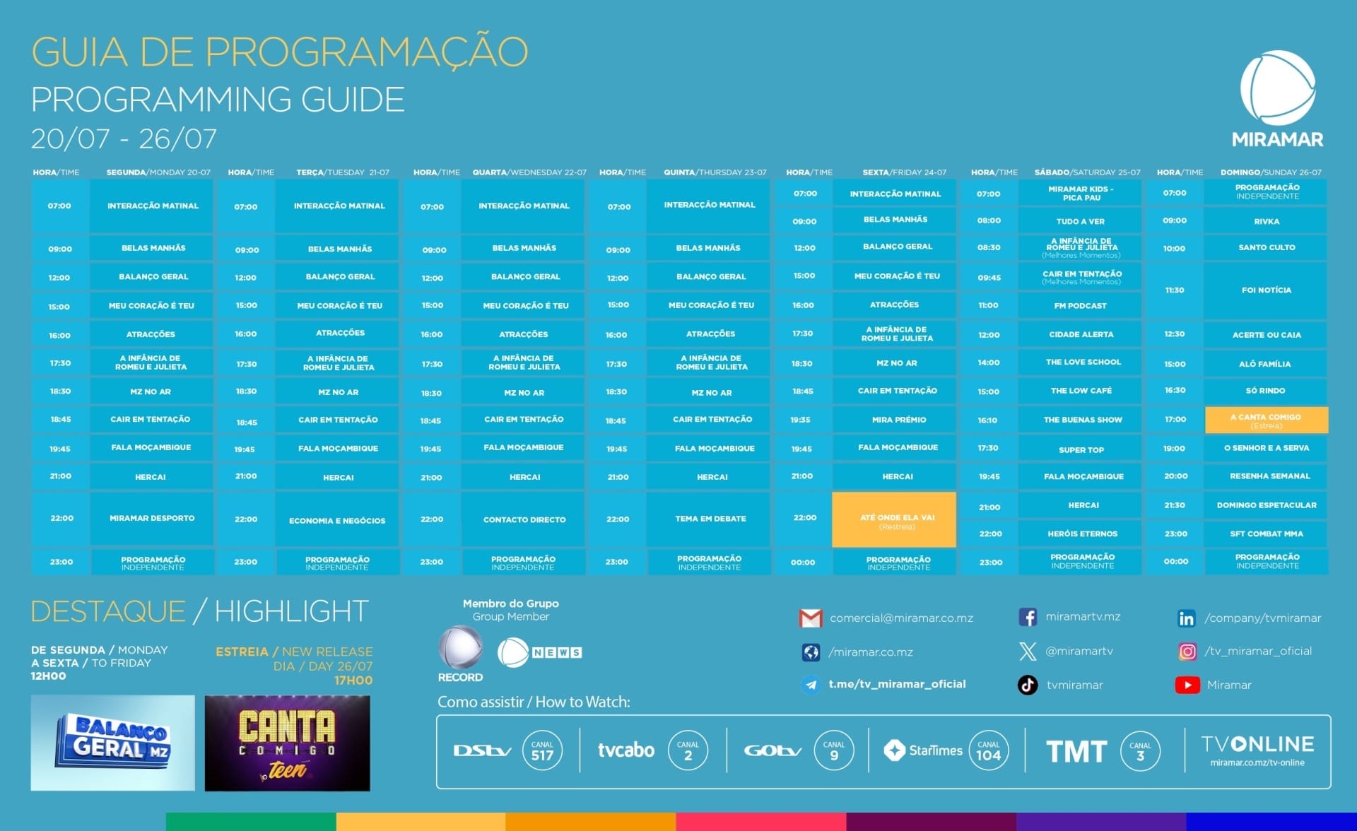 Guia de Programação 20/07 a 26/07